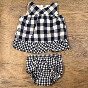 Gap baby Navy and White Checkered Kids Dress Set - 6-12m